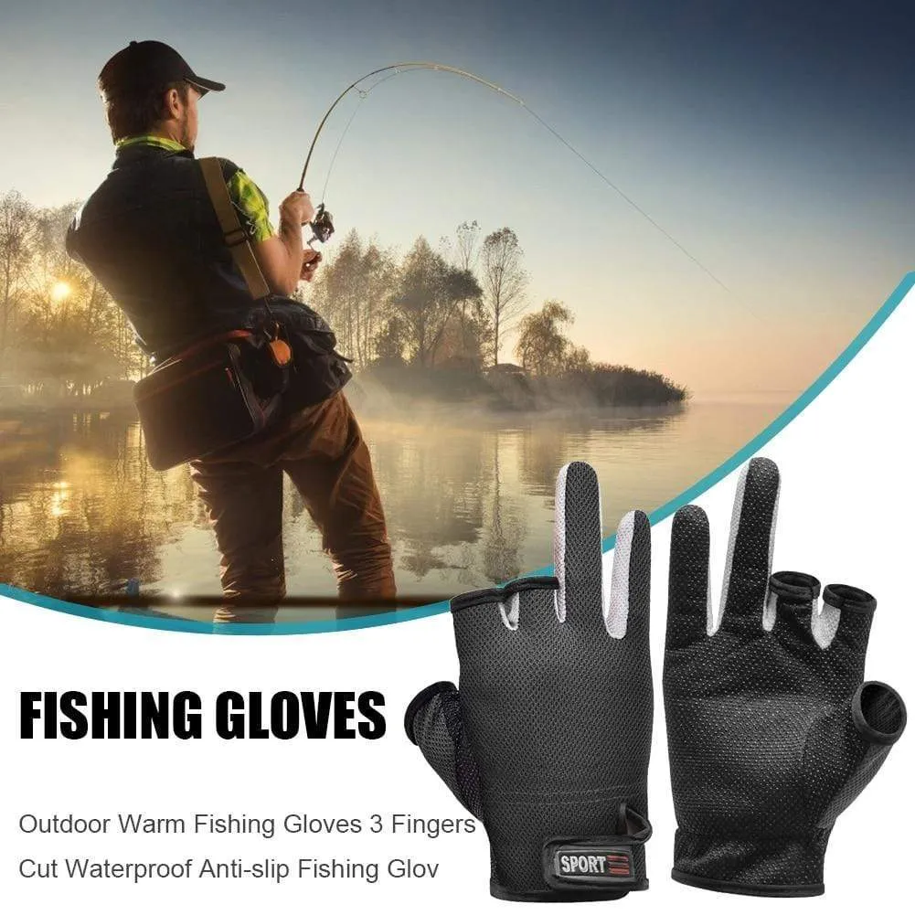 1 Pair Fishing Gloves Outdoor Sports Mittens Outdoor 3 Fingers Cut Waterproof Anti-Slip Sports Fish Equipmentguantes de pesca