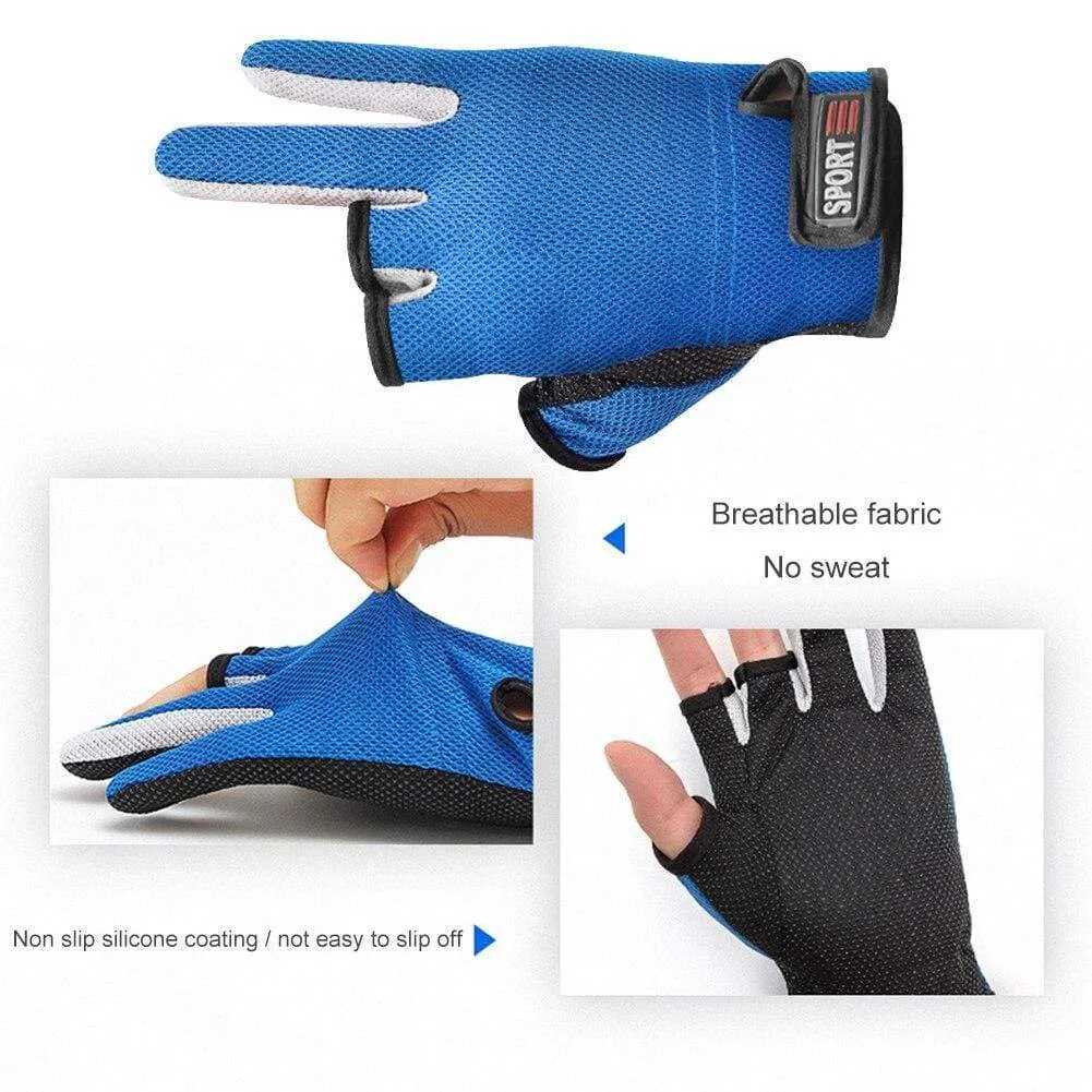 1 Pair Fishing Gloves Outdoor Sports Mittens Outdoor 3 Fingers Cut Waterproof Anti-Slip Sports Fish Equipmentguantes de pesca