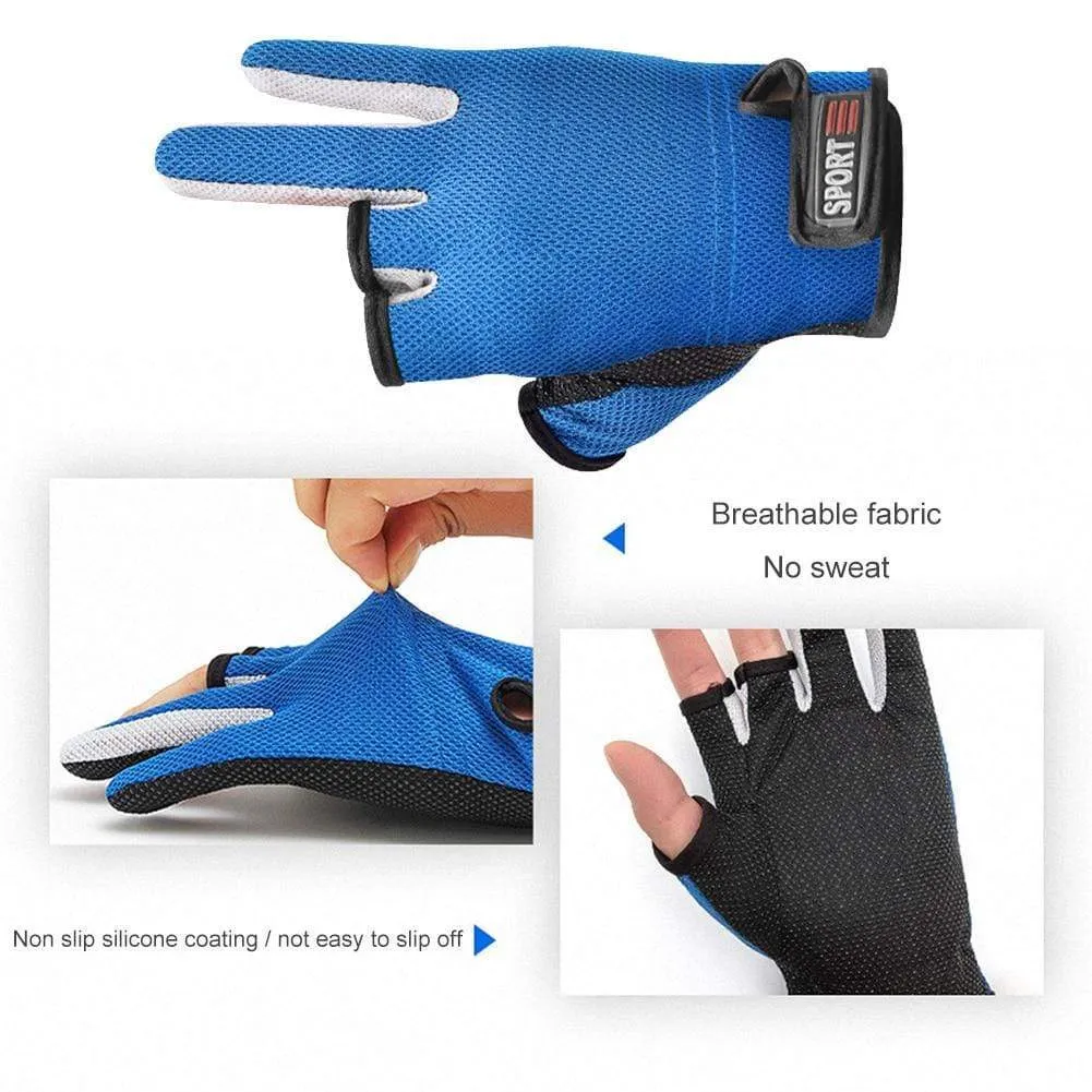 1 Pair Fishing Gloves Outdoor Sports Mittens Outdoor 3 Fingers Cut Waterproof Anti-Slip Sports Fish Equipmentguantes de pesca