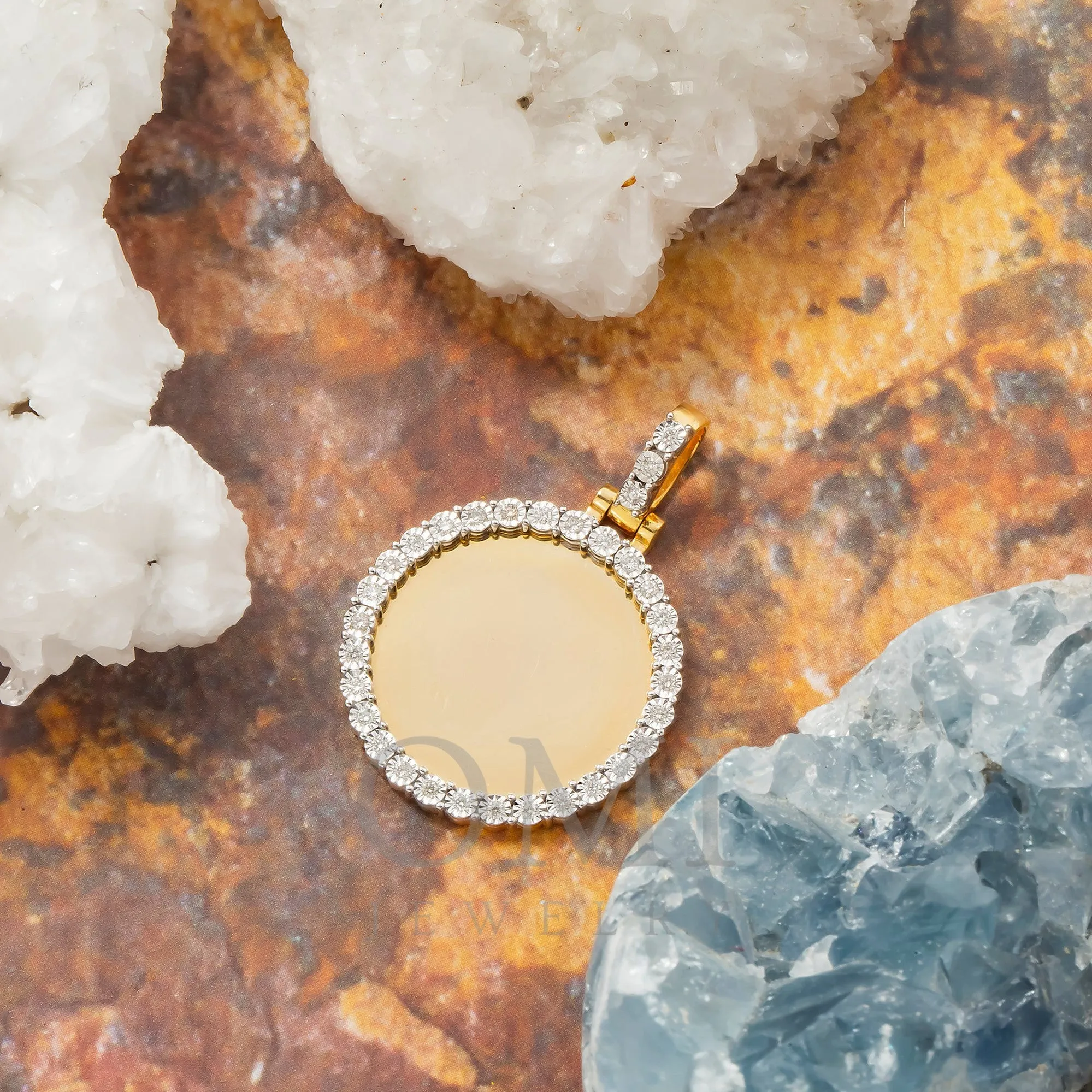 10K GOLD ROUND DIAMOND CIRCLE PICTURE PENDANT 0.31 CT