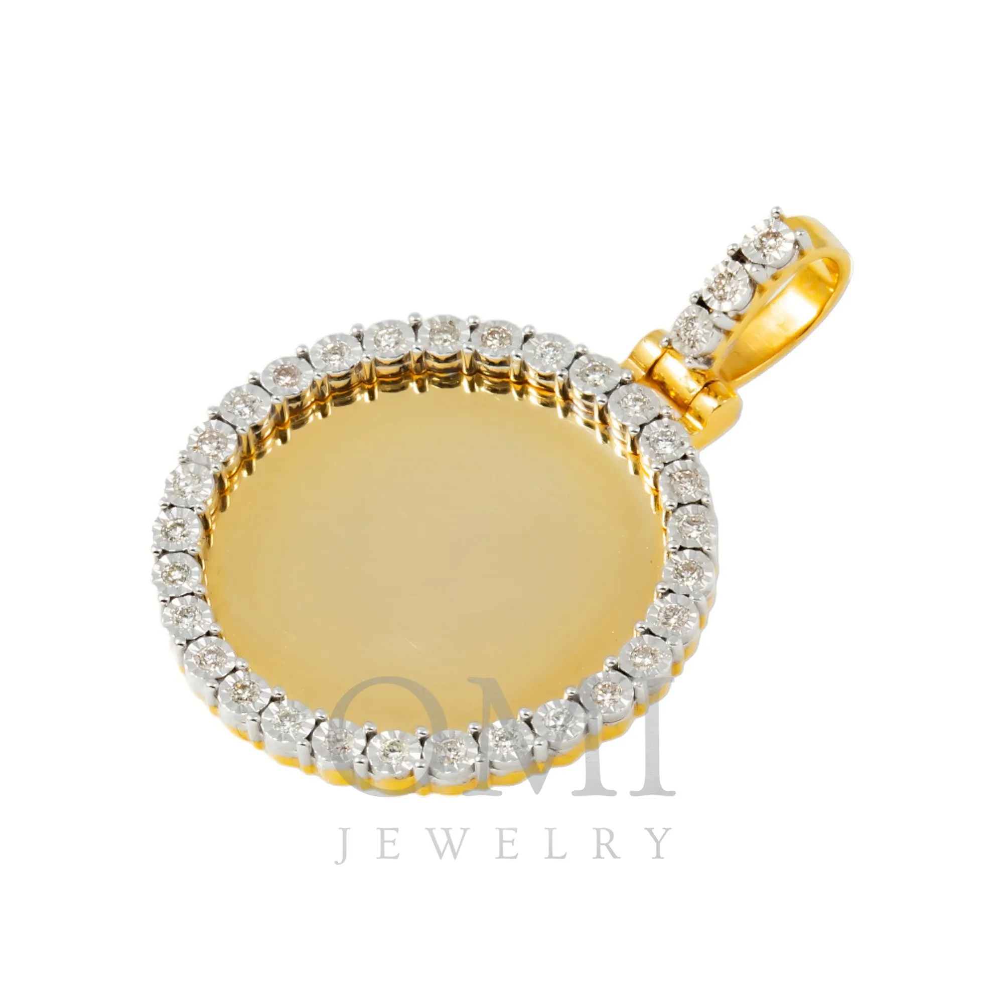 10K GOLD ROUND DIAMOND CIRCLE PICTURE PENDANT 0.31 CT