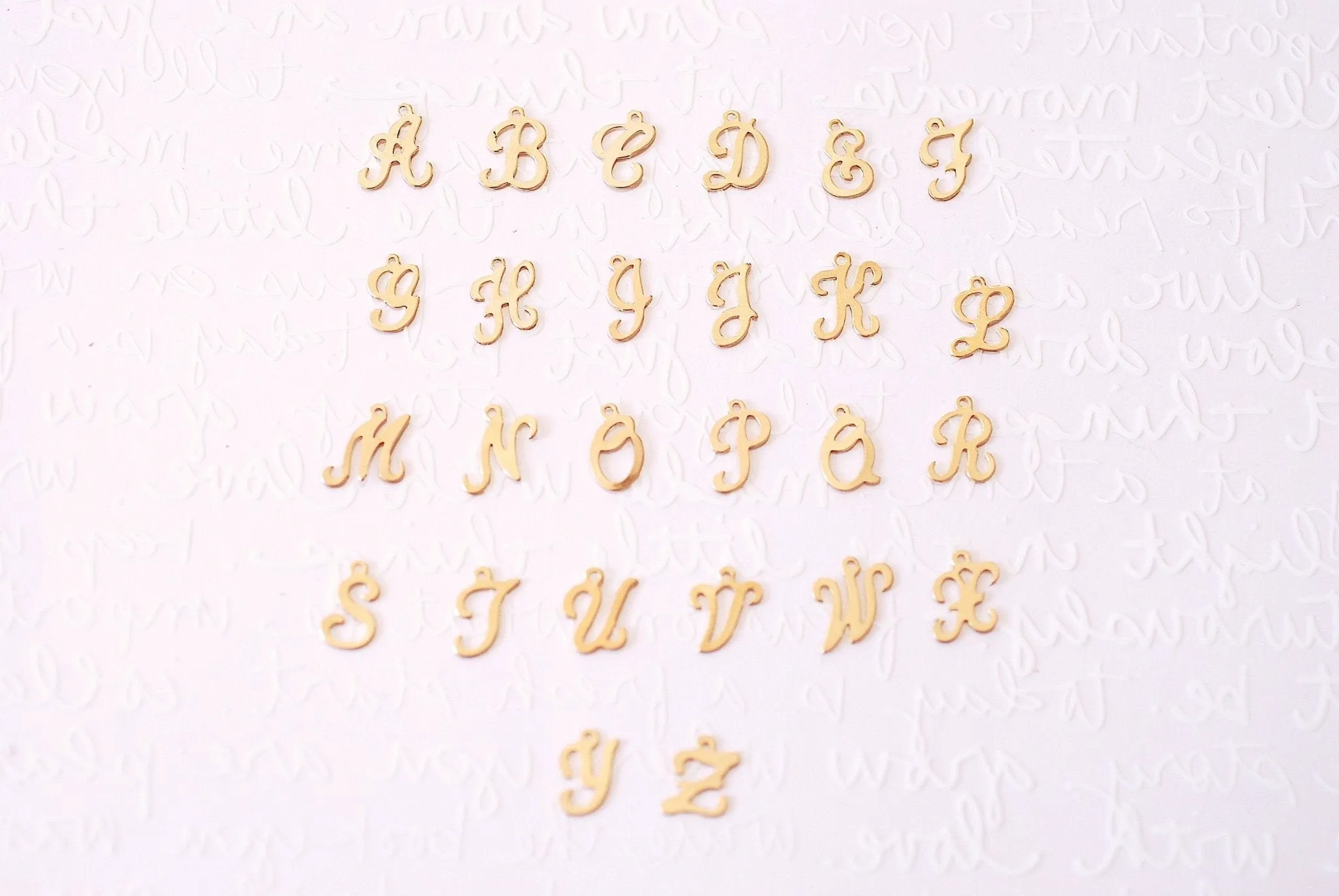 14k Gold Filled or Sterling Silver Cursive Letter Script Letter Alphabet Charm Full Alphabet Add On Charm Wholesale Bulk Jewelry Findings