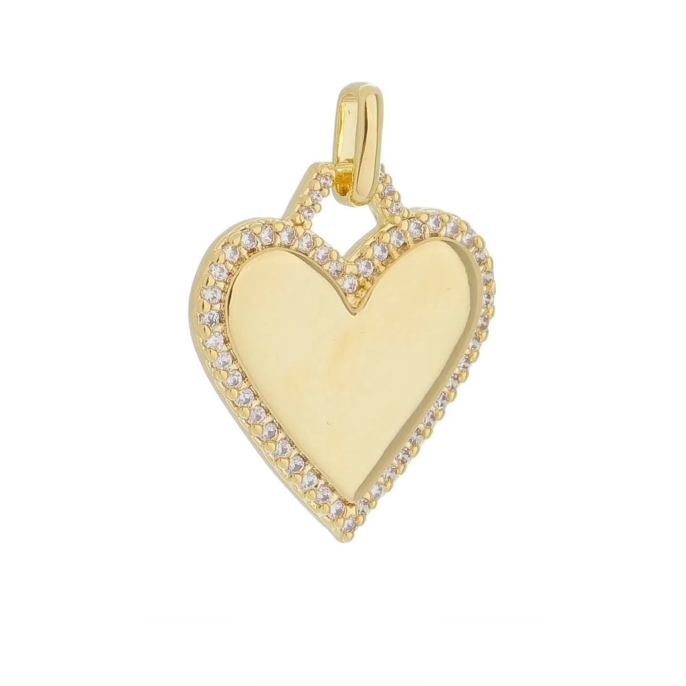 18k Gold Filled Heart Pendant With Cubic Zirconia Around