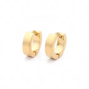 18K Gold IP Stainless Steel Huggie Hoop Earrings - Medium