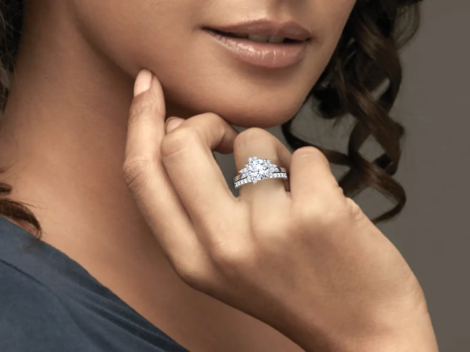 2.00 Ct Round Cut Cluster Engagement Ring