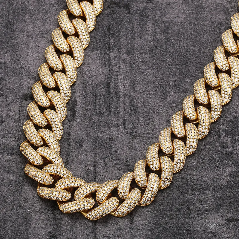 20mm Sterling Silver S925 Fully Iced Cuban Chain