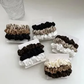 3Pcs/set Silk Satin Scrunchies Women Solid Color Hair Rope Elegant Ponytail Hold