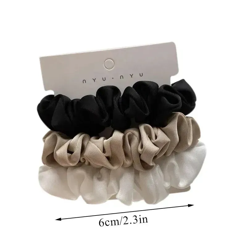 3Pcs/set Silk Satin Scrunchies Women Solid Color Hair Rope Elegant Ponytail Hold