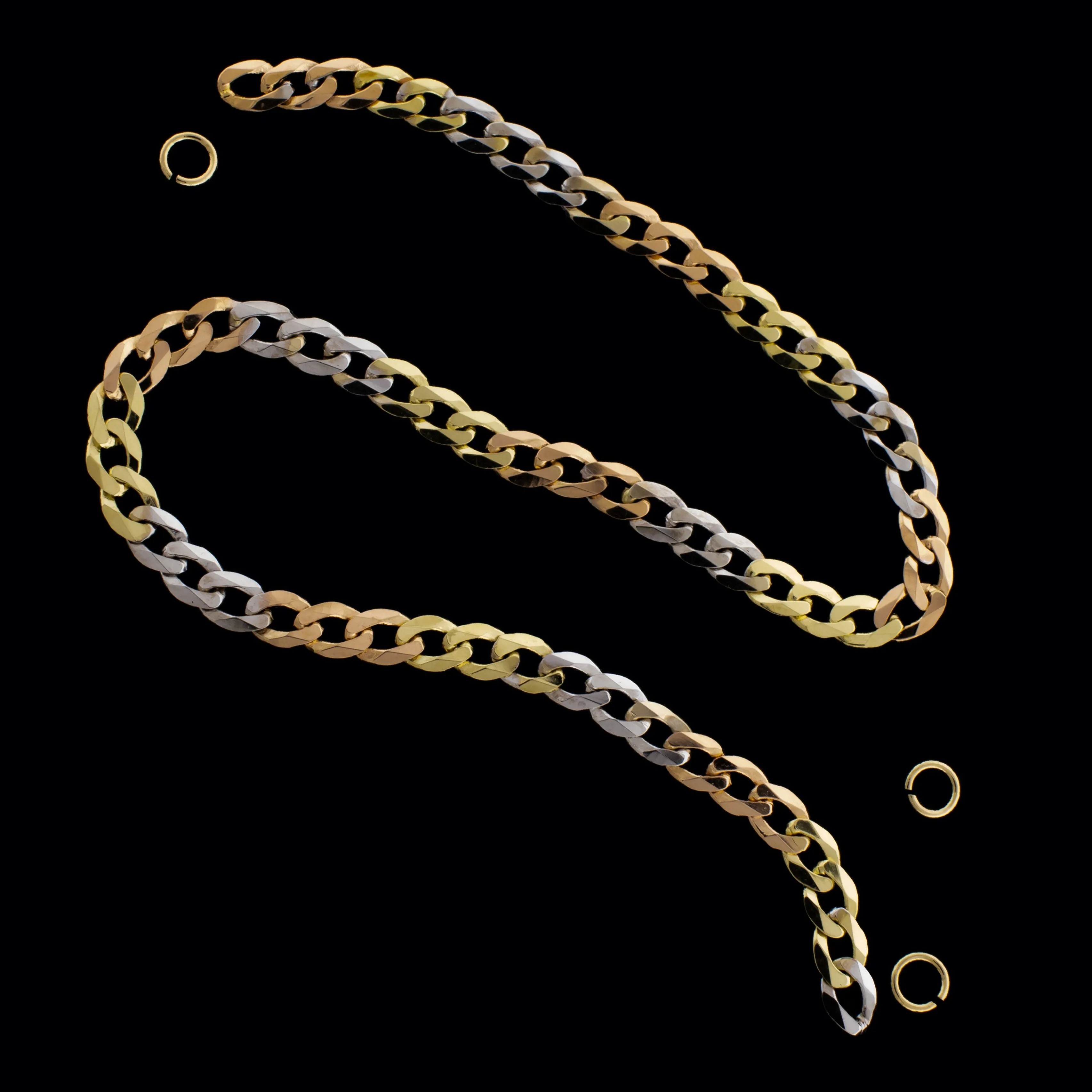 6 14KT Tri-Colored Gold Light Curb Chain 2.8mm