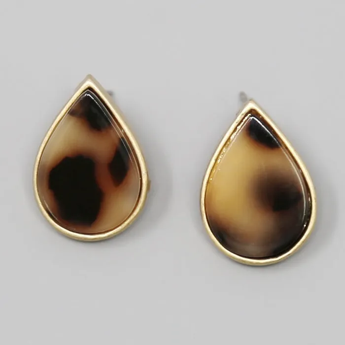 Acetate Teardrop Shape Stud Earrings