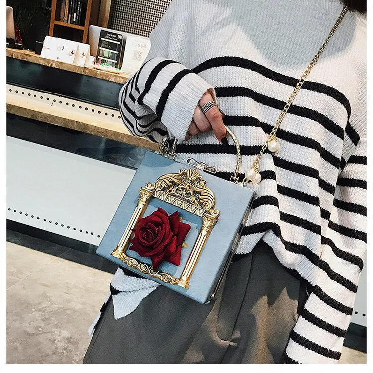 Aesthetic Rose Bag with Pearls