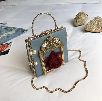 Aesthetic Rose Bag with Pearls