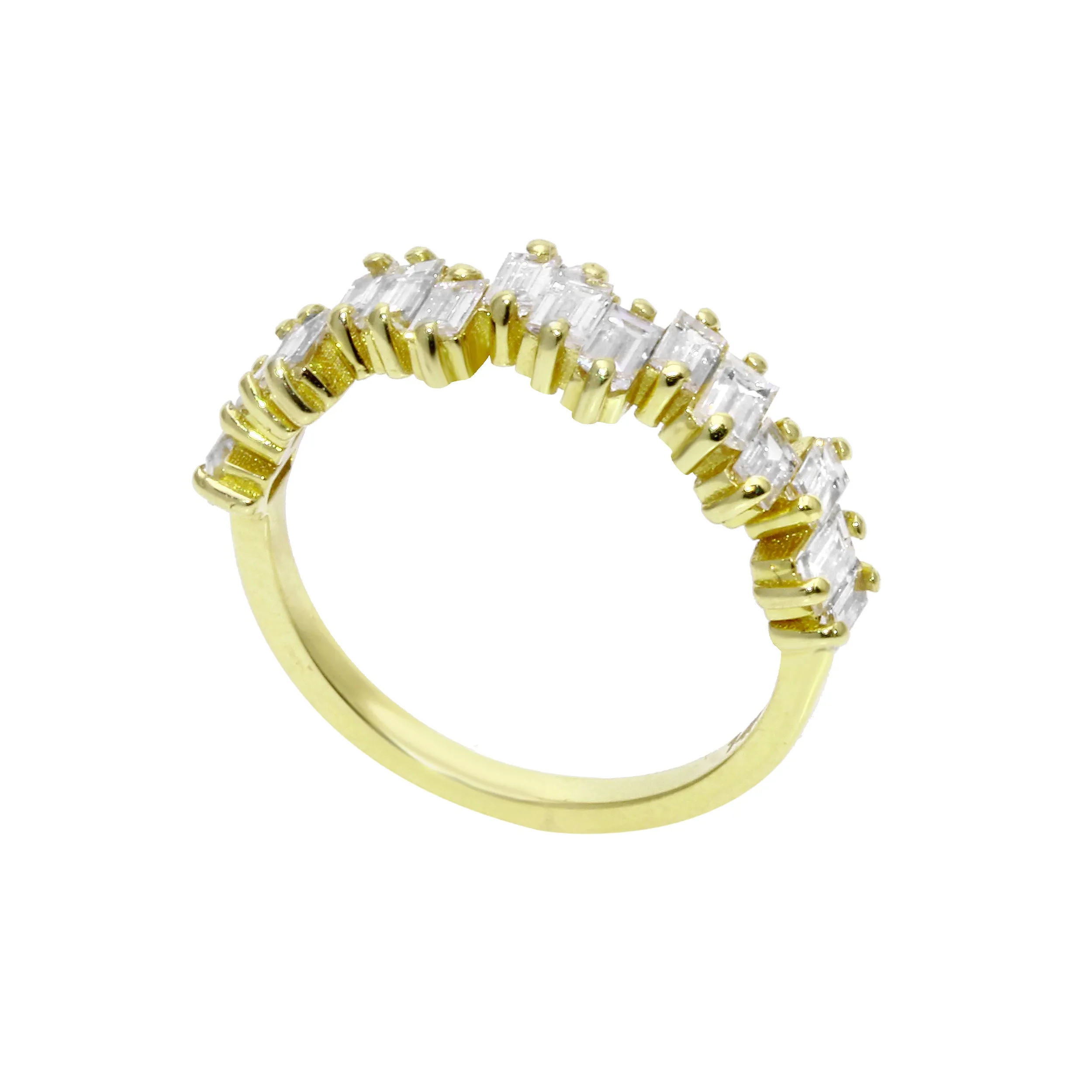 Alternating Heights Diamond Baguette Ring