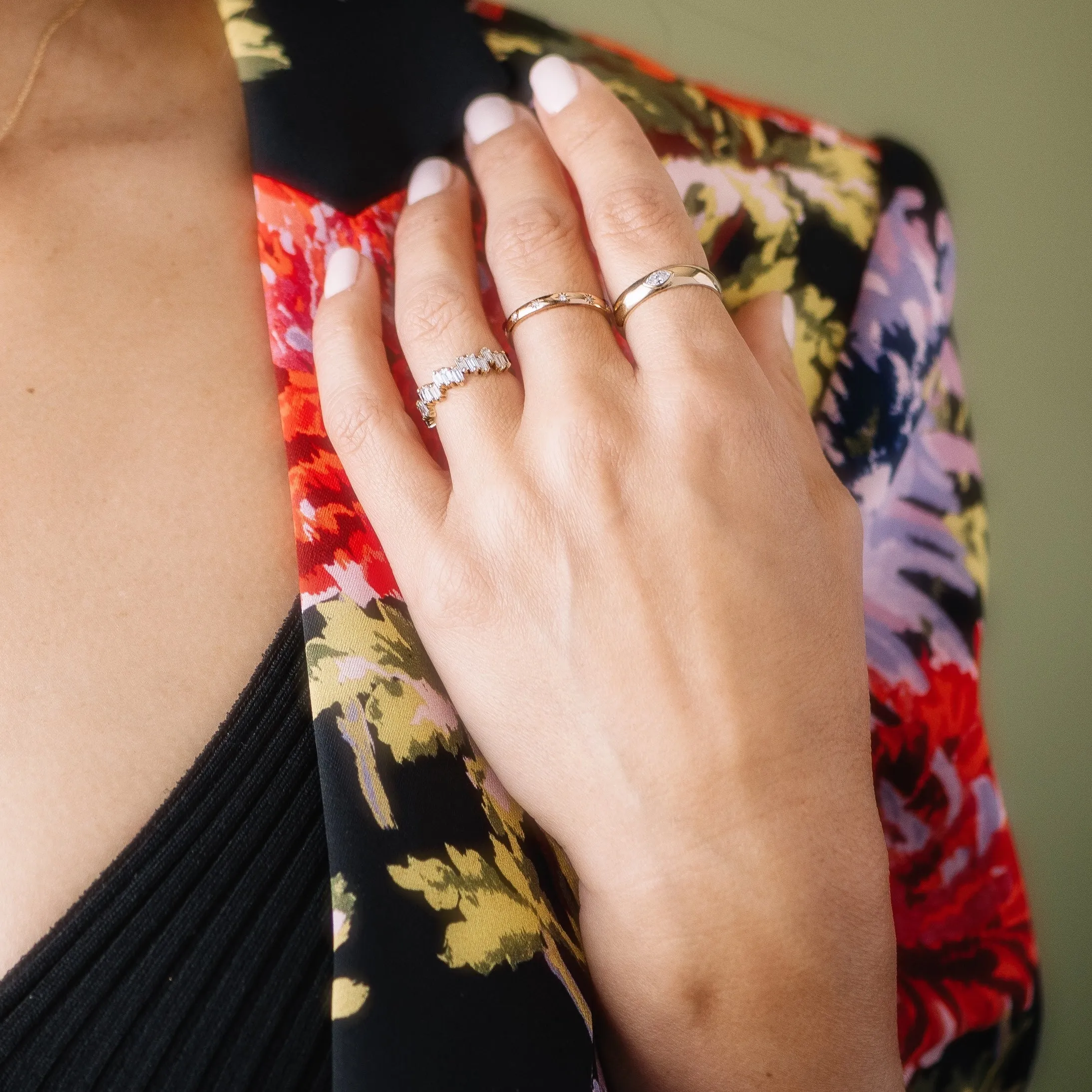 Alternating Heights Diamond Baguette Ring