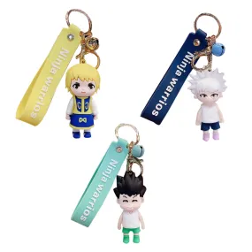 Anime Hunter X Hunter Keychain Cartoon Hisoka Kurapika Killua Cosplay Key Rings Lanyard Car Accessories Silicone Jewelry Toys 3Pcs/Set