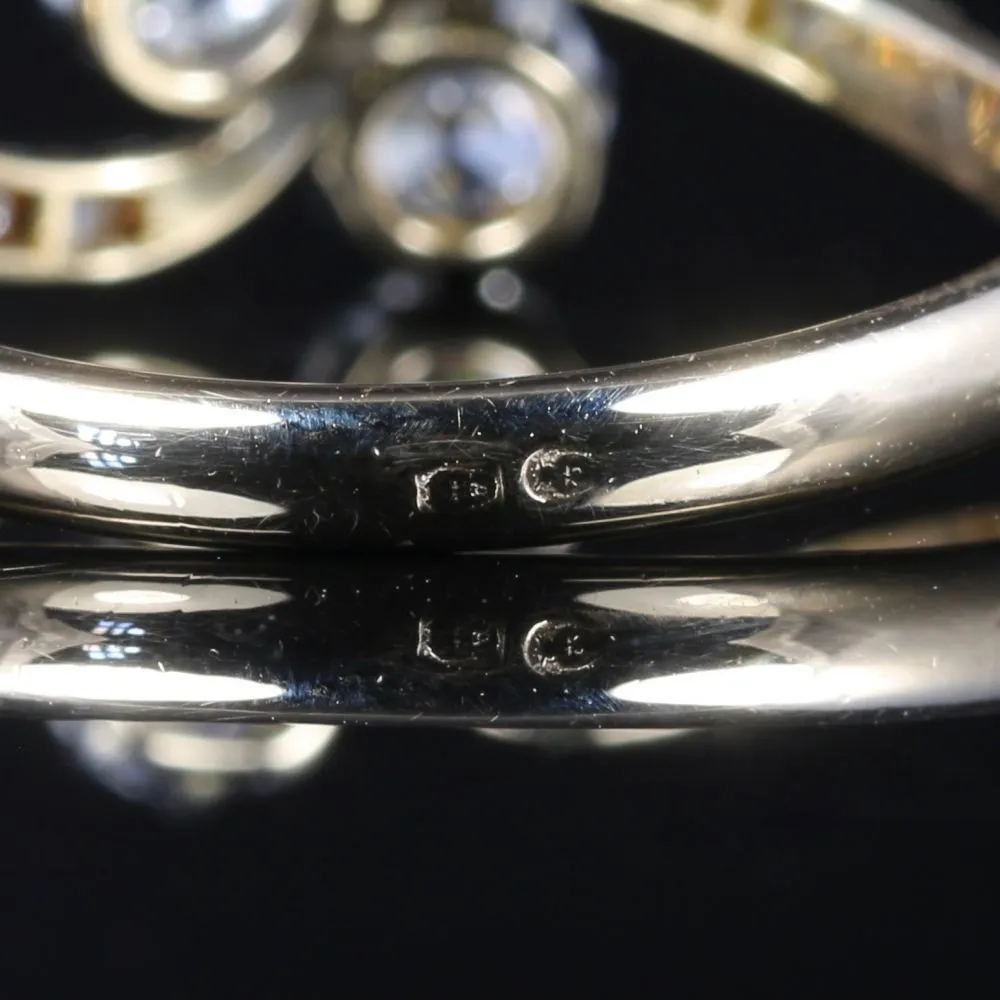 Antique Edwardian Diamond Twist Ring Circa 1915 18Ct Gold Platinum