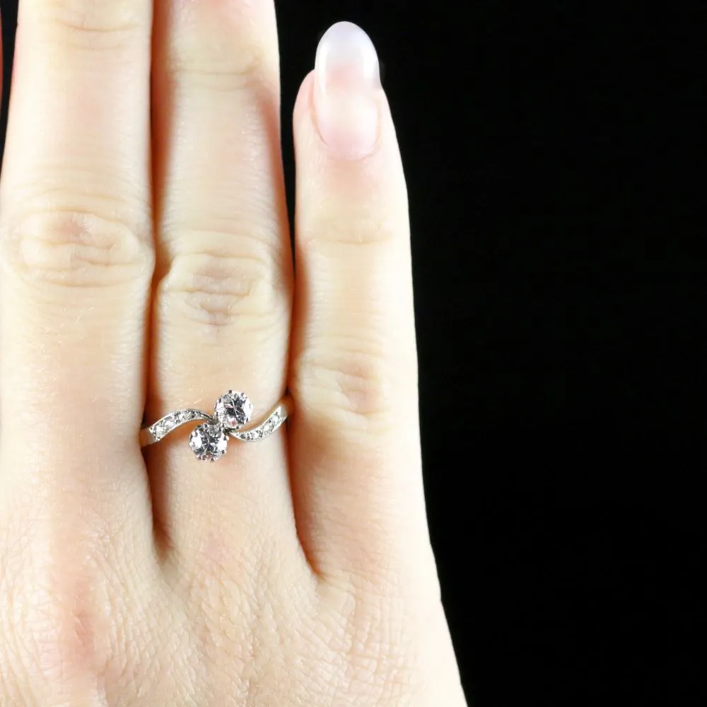 Antique Edwardian Diamond Twist Ring Circa 1915 18Ct Gold Platinum