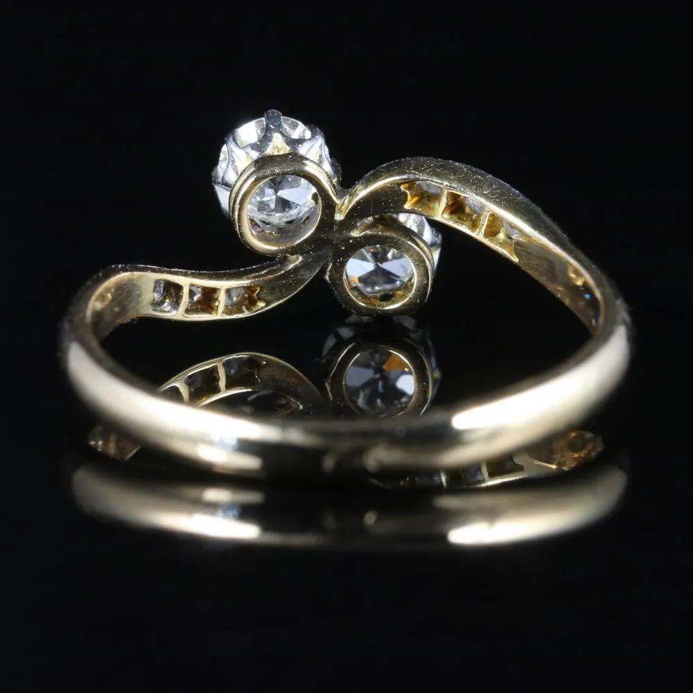 Antique Edwardian Diamond Twist Ring Circa 1915 18Ct Gold Platinum