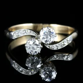 Antique Edwardian Diamond Twist Ring Circa 1915 18Ct Gold Platinum