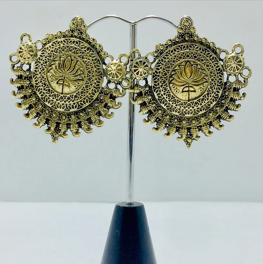 Antique Golden Tone Big Earrings