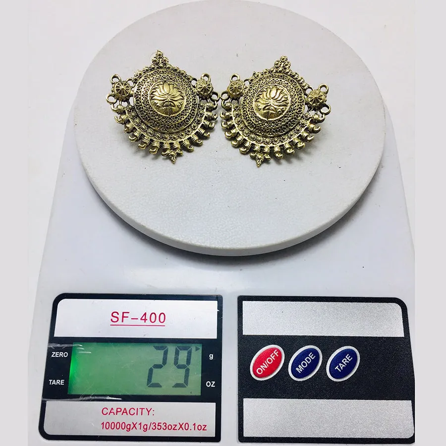 Antique Golden Tone Big Earrings