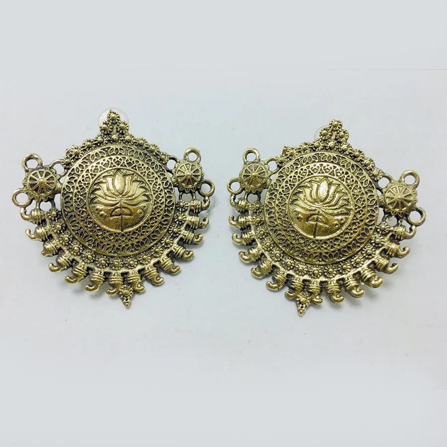 Antique Golden Tone Big Earrings