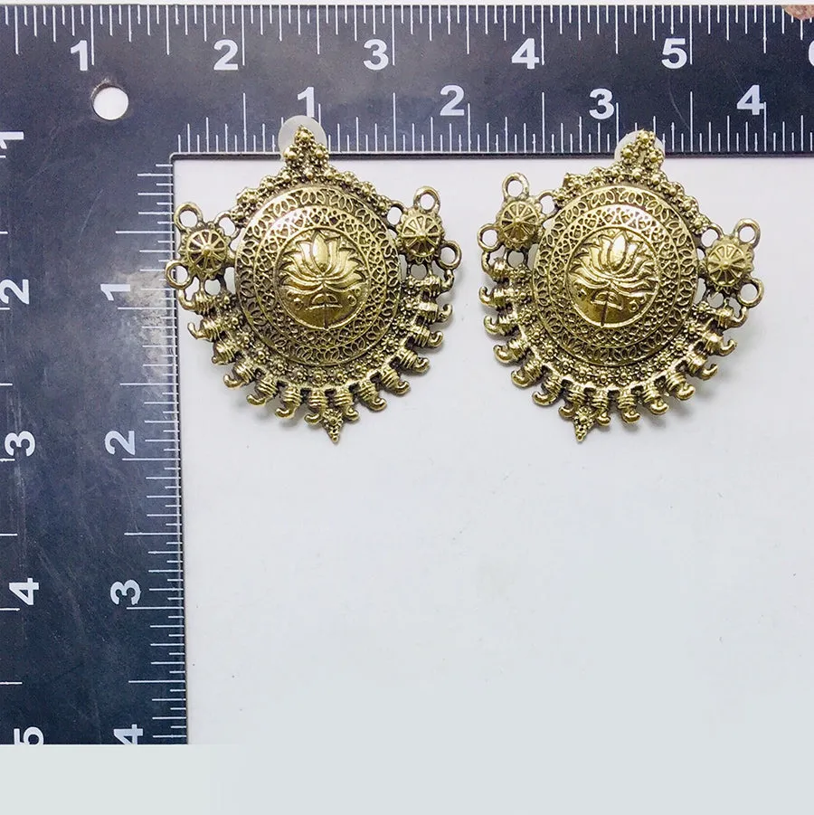 Antique Golden Tone Big Earrings