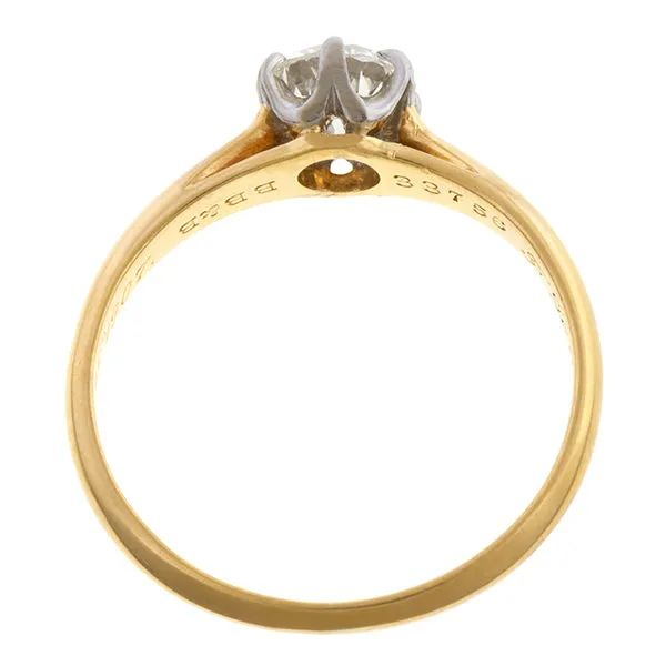 Antique Solitaire Engagement Ring, Circular Brilliant 0.51ct.
