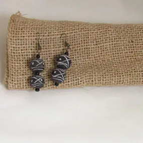Black Clay Beaded Earrings