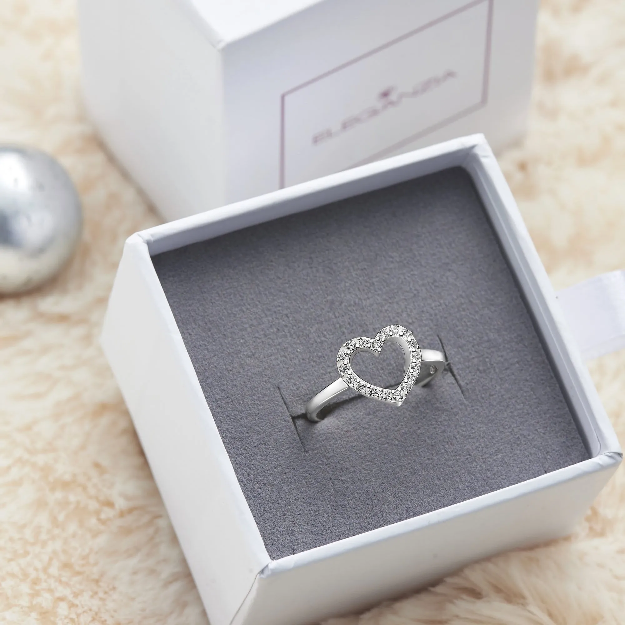 CZ Open Heart Rings Sterling Silver