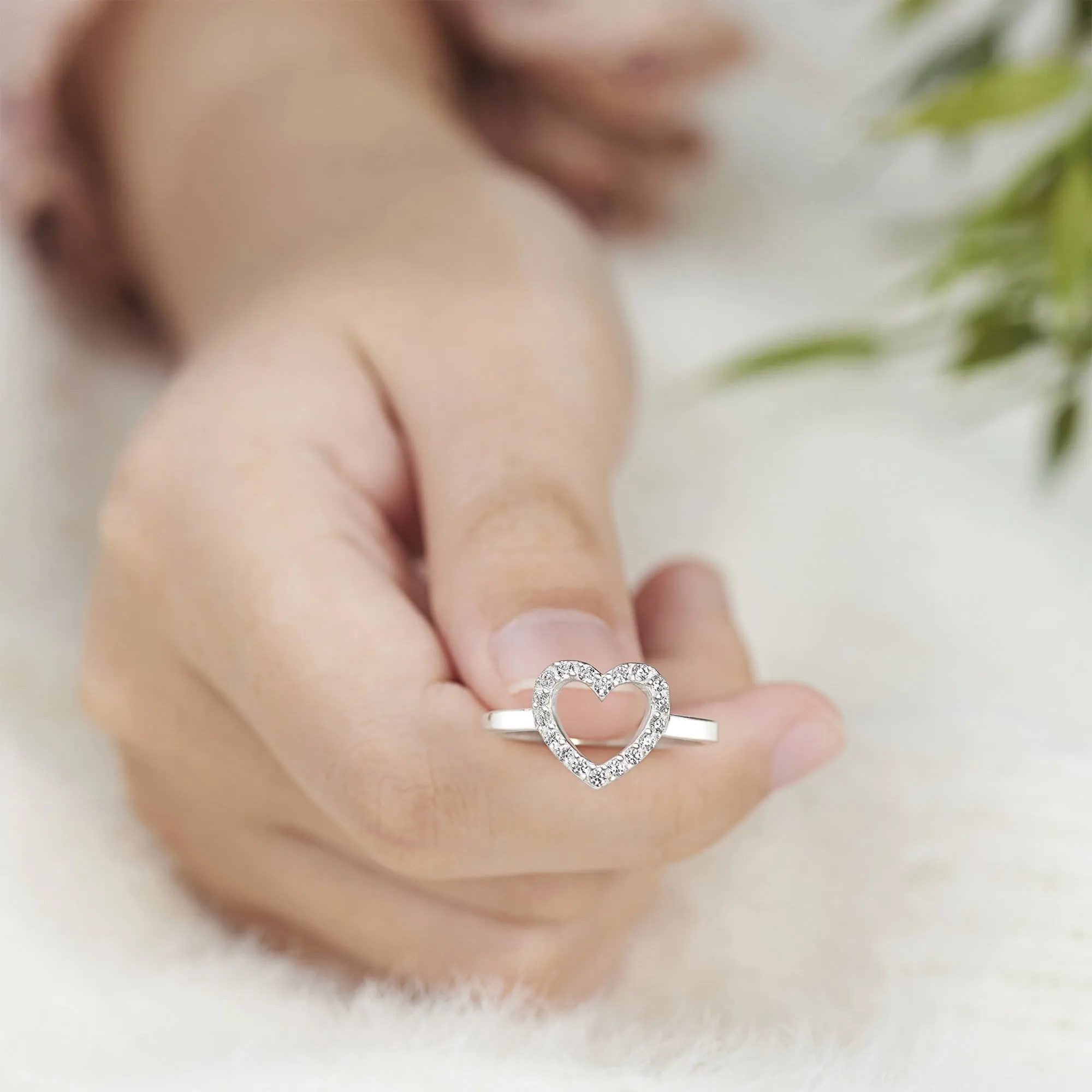 CZ Open Heart Rings Sterling Silver