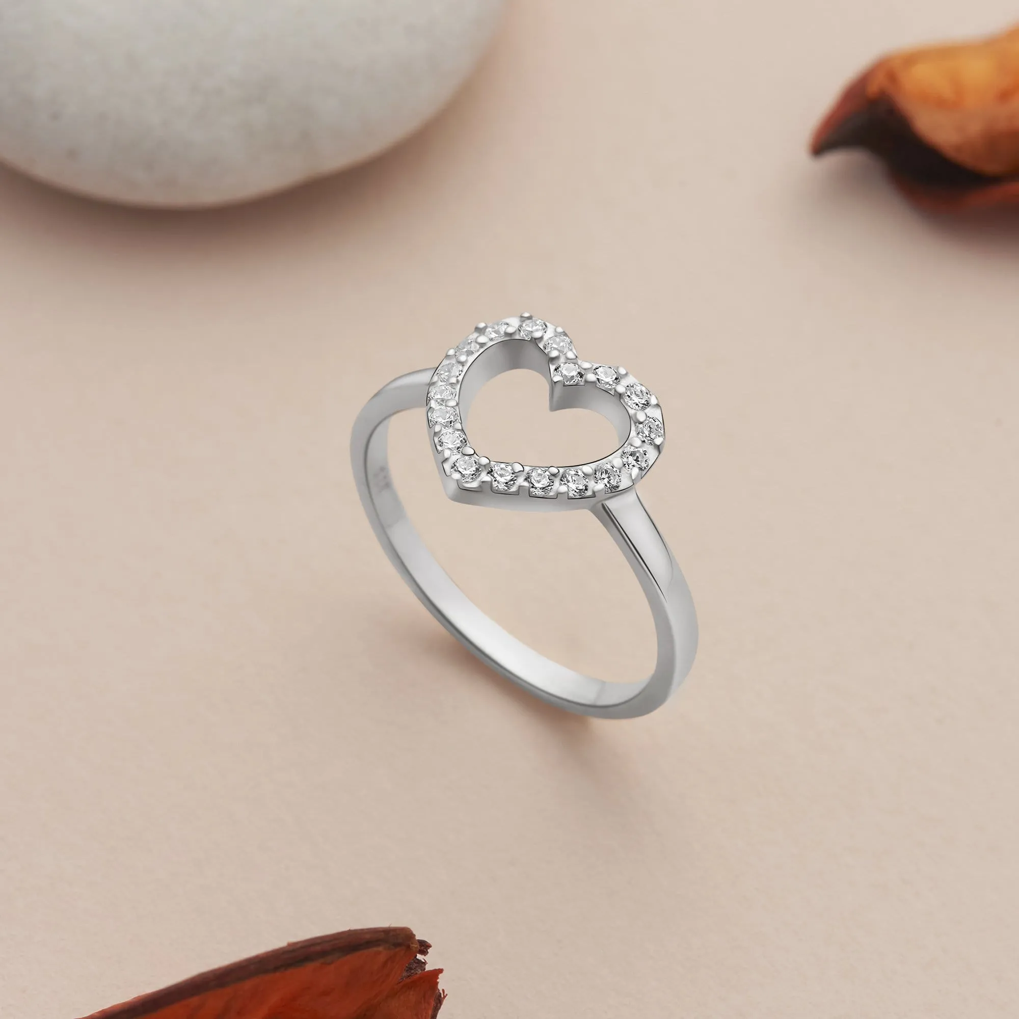 CZ Open Heart Rings Sterling Silver