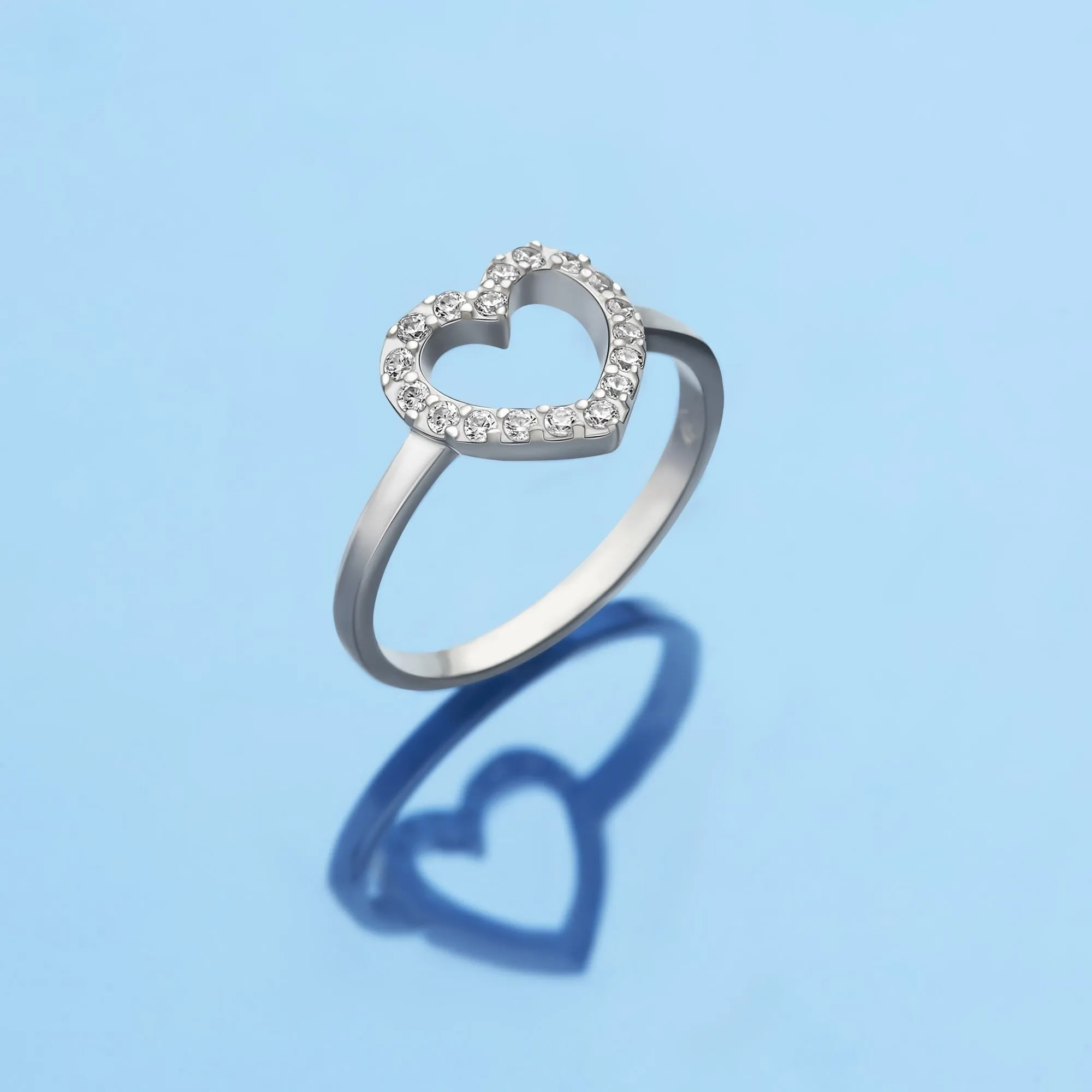 CZ Open Heart Rings Sterling Silver