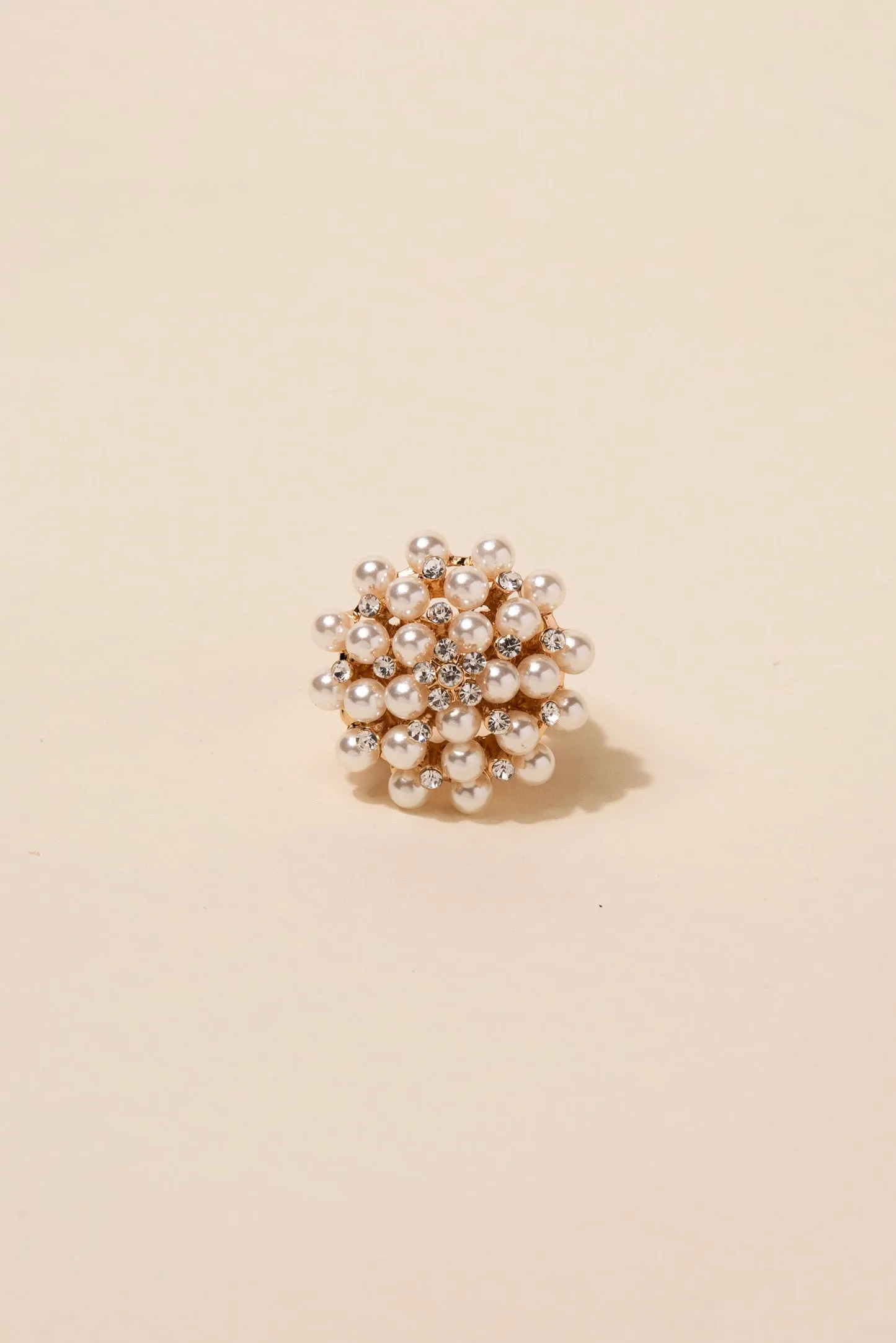 Dorothy Pearl & Rhinestone Round Stretch Ring