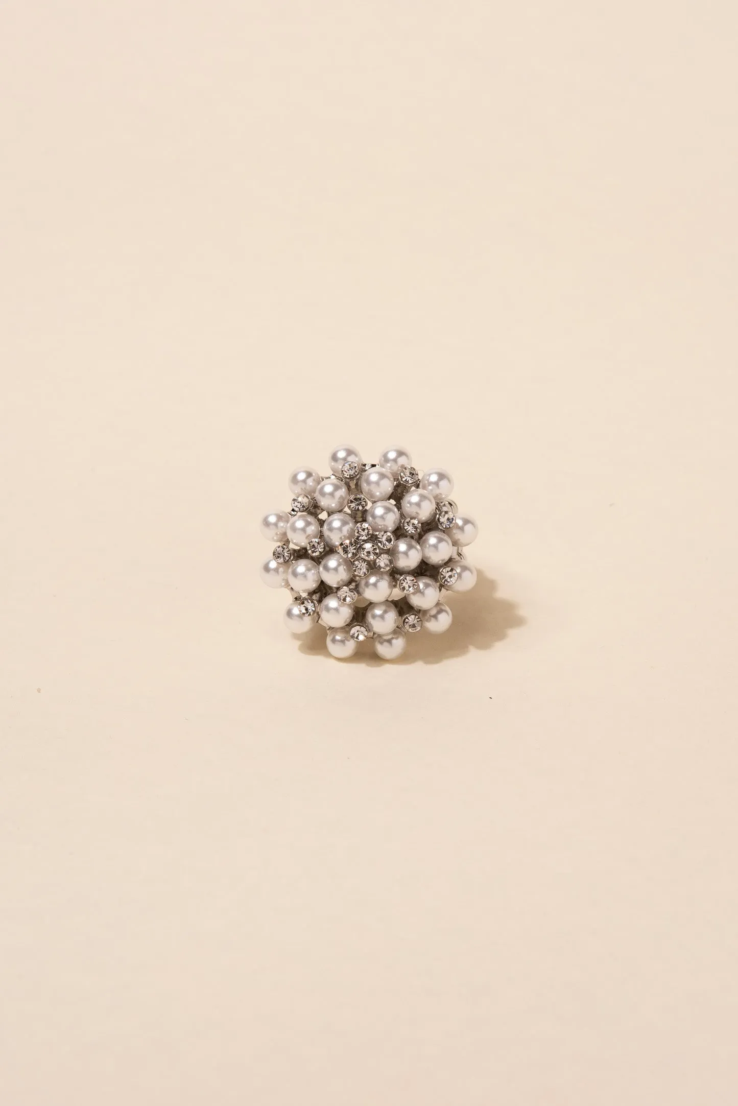 Dorothy Pearl & Rhinestone Round Stretch Ring