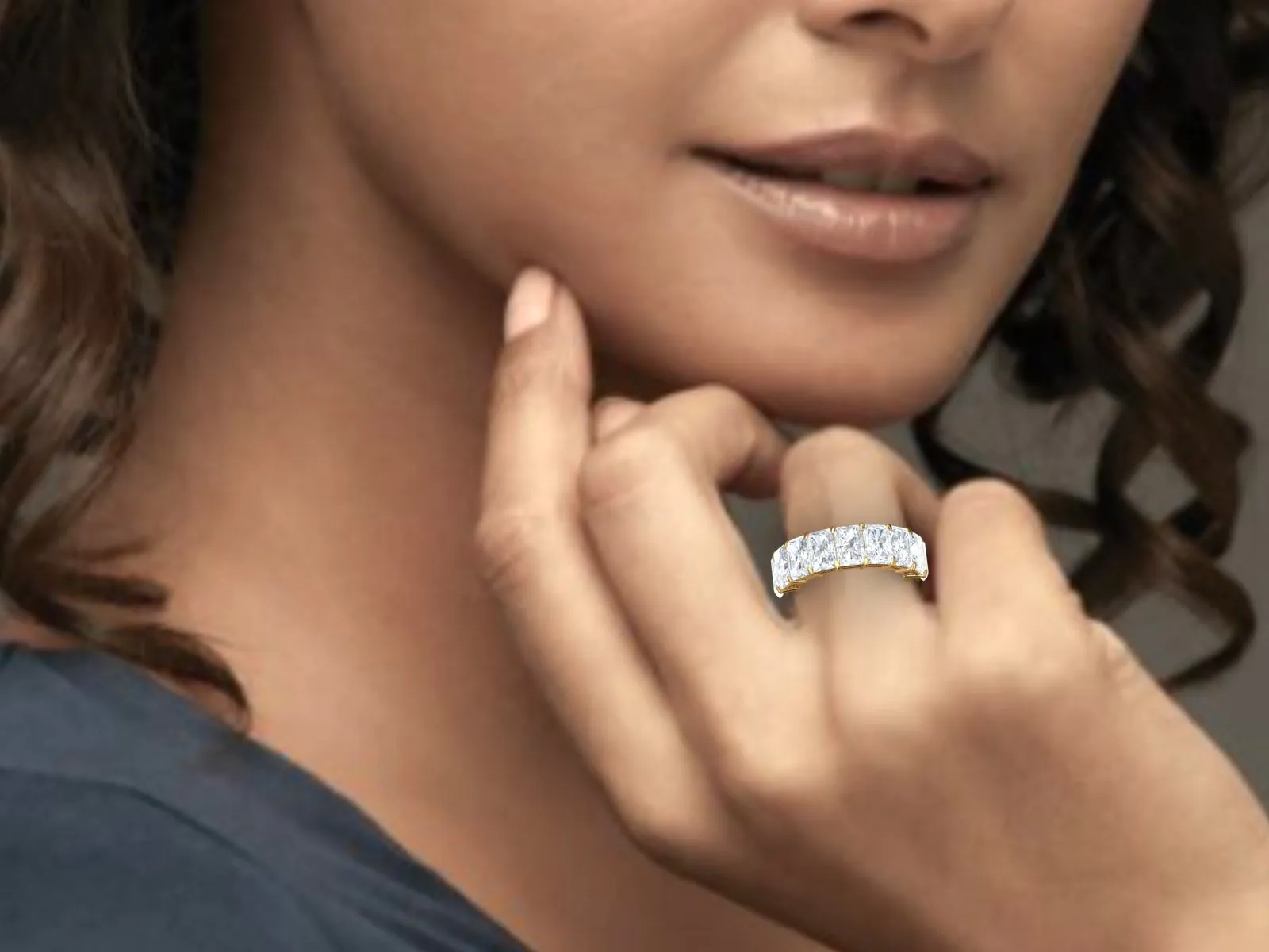 Emerald Cut Moissanite Full Eternity Band