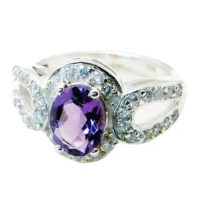 Enticing Gemstone Amethyst Solid Silver Ring Fashion Jewelry Online