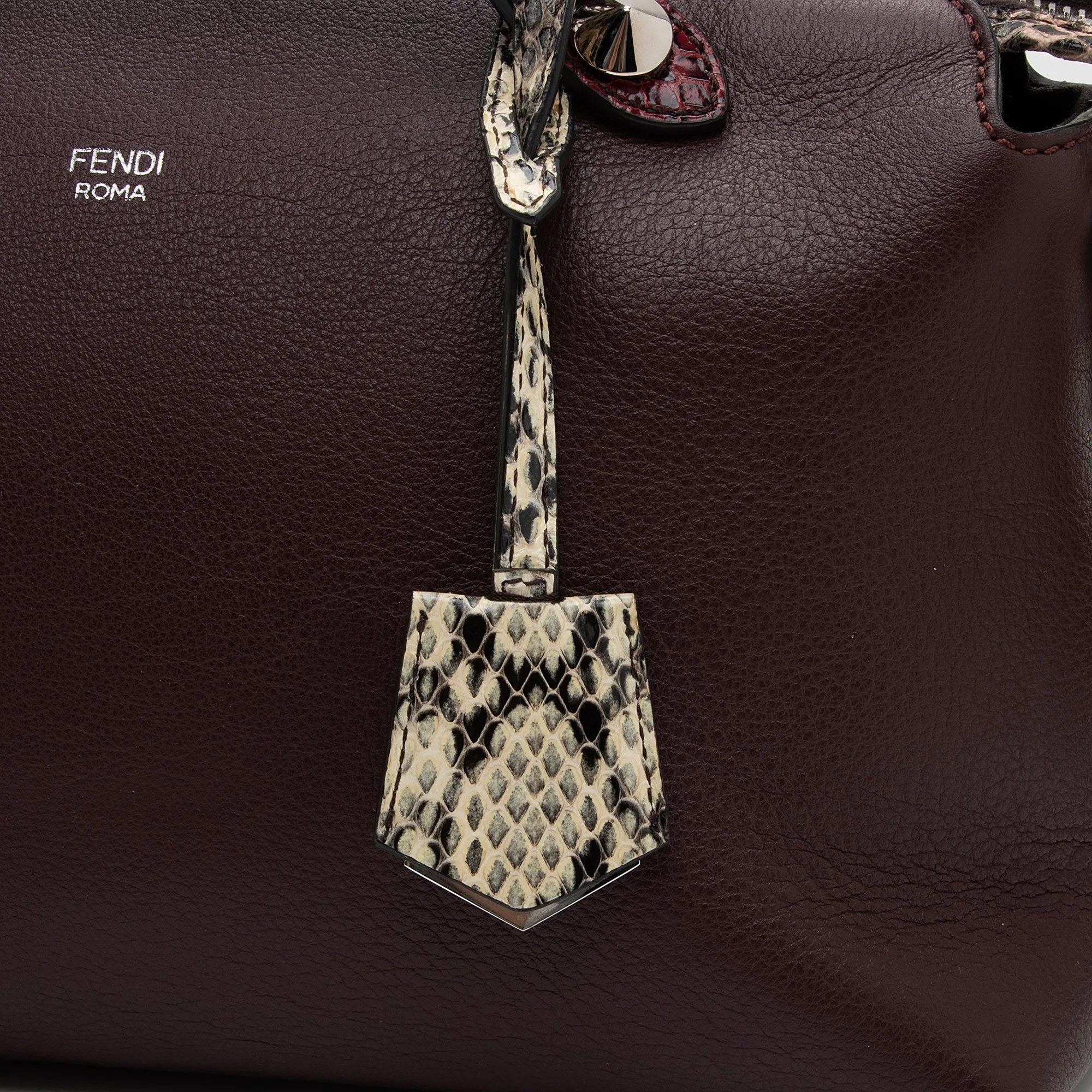 Fendi Calfskin Python By The Way Small Boston Bag (SHF-yJjZI0)