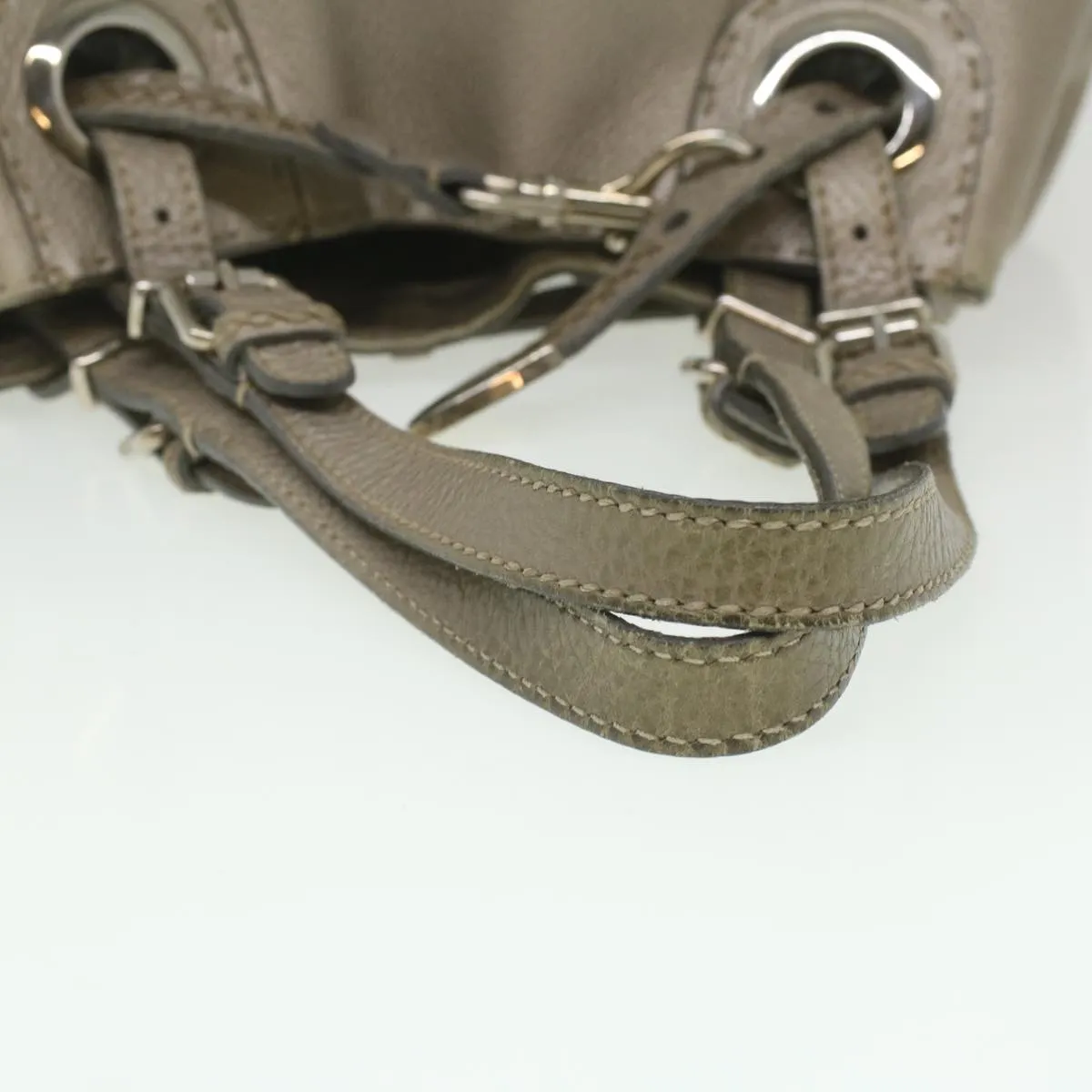 FENDI Celeria Tote Bag Leather Silver  ar8876