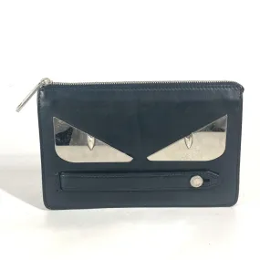 FENDI Clutch bag 7VA350 leather black Monster Bugs mens Used