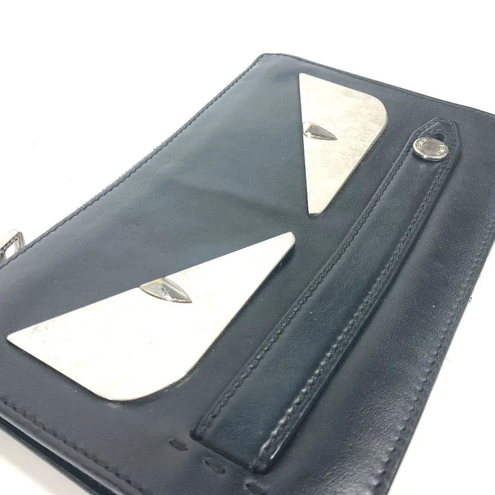 FENDI Clutch bag 7VA350 leather black Monster Bugs mens Used