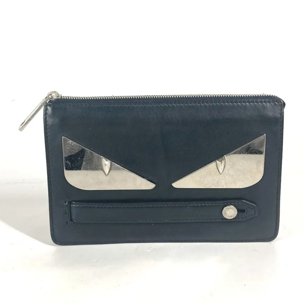 FENDI Clutch bag 7VA350 leather black Monster Bugs mens Used