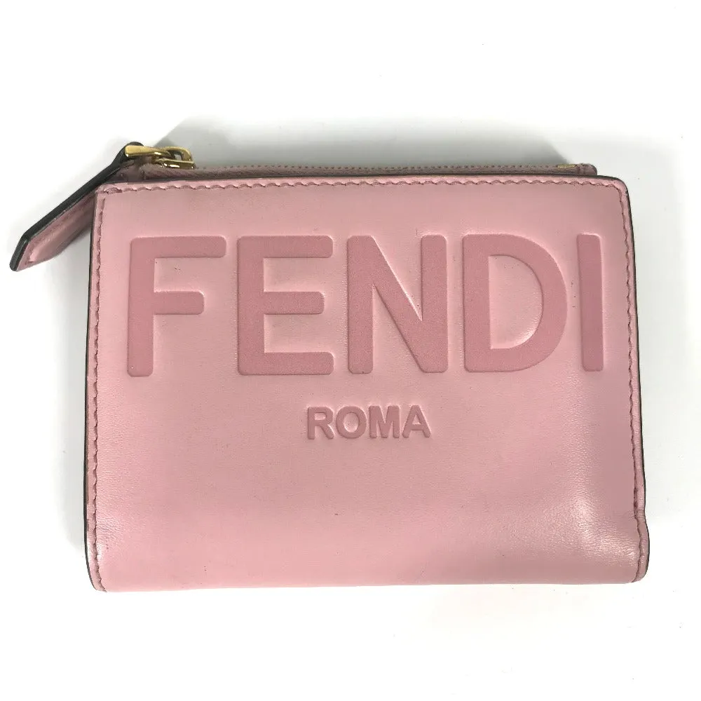 FENDI Folded wallet 8M0447 leather pink logo Women Used