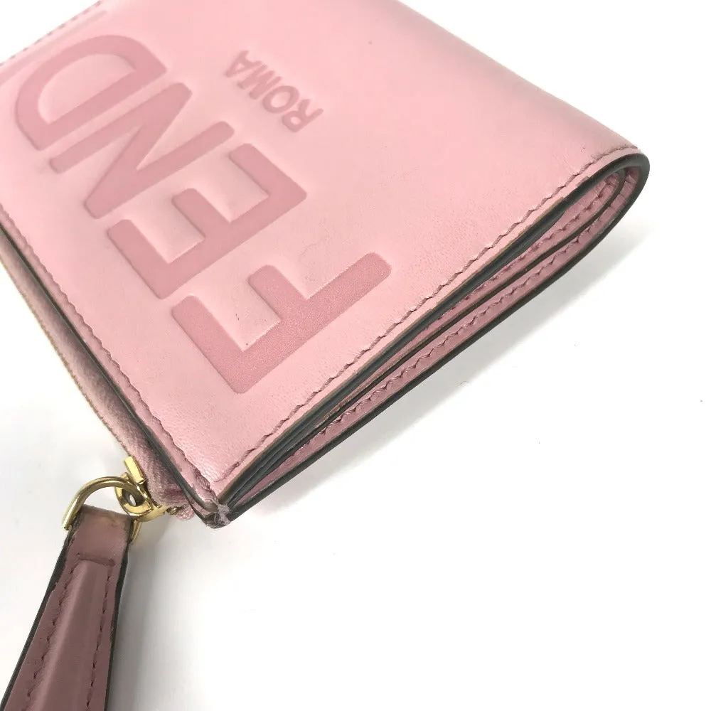 FENDI Folded wallet 8M0447 leather pink logo Women Used