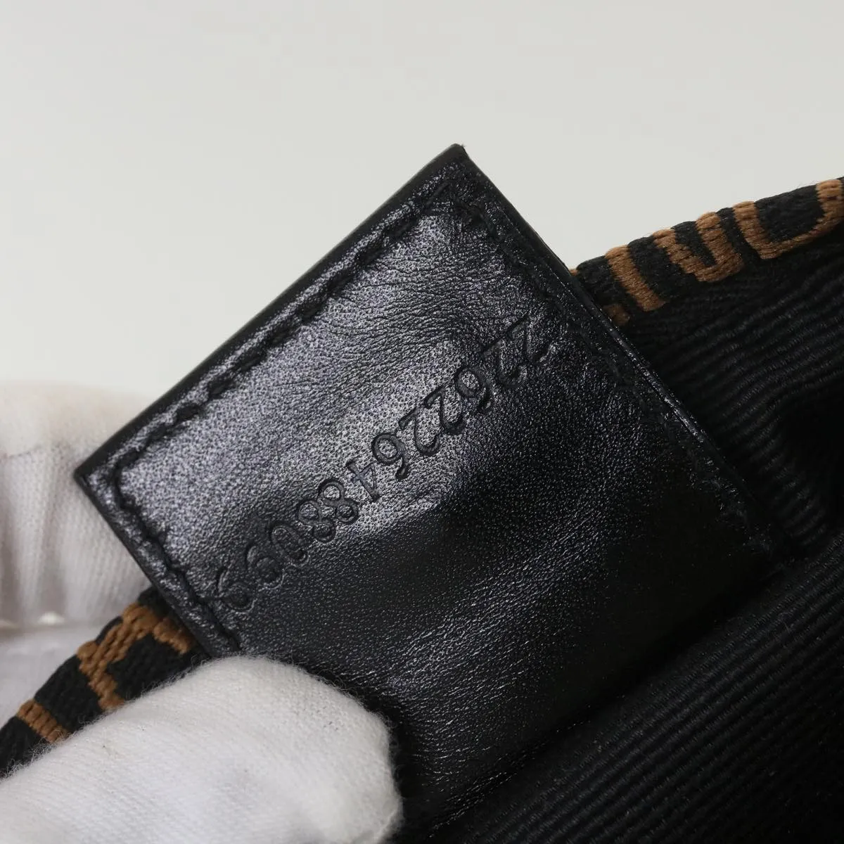 FENDI Hand Bag Nylon Black Brown  38483