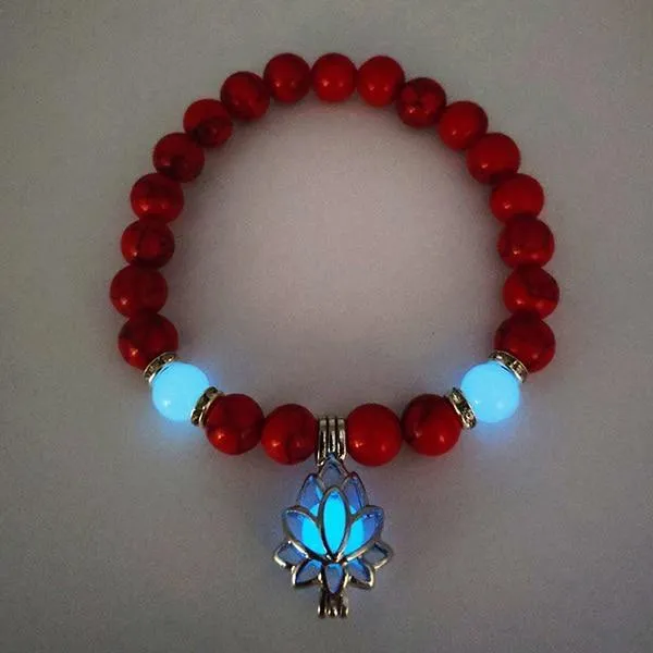 Glow in the Dark Lotus Stone Bracelet