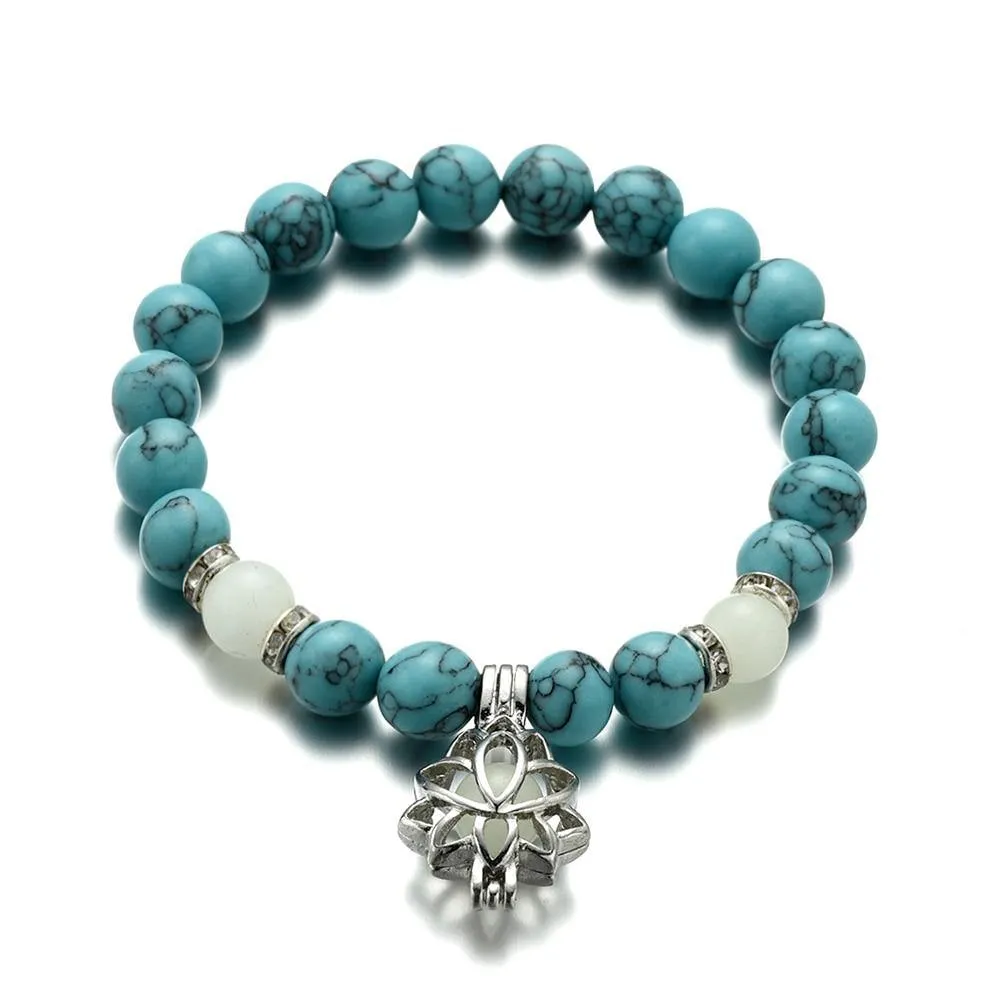 Glow in the Dark Lotus Stone Bracelet