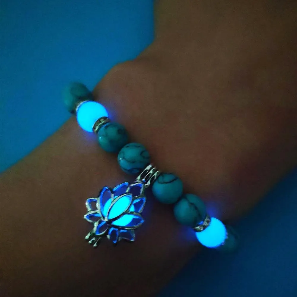 Glow in the Dark Lotus Stone Bracelet
