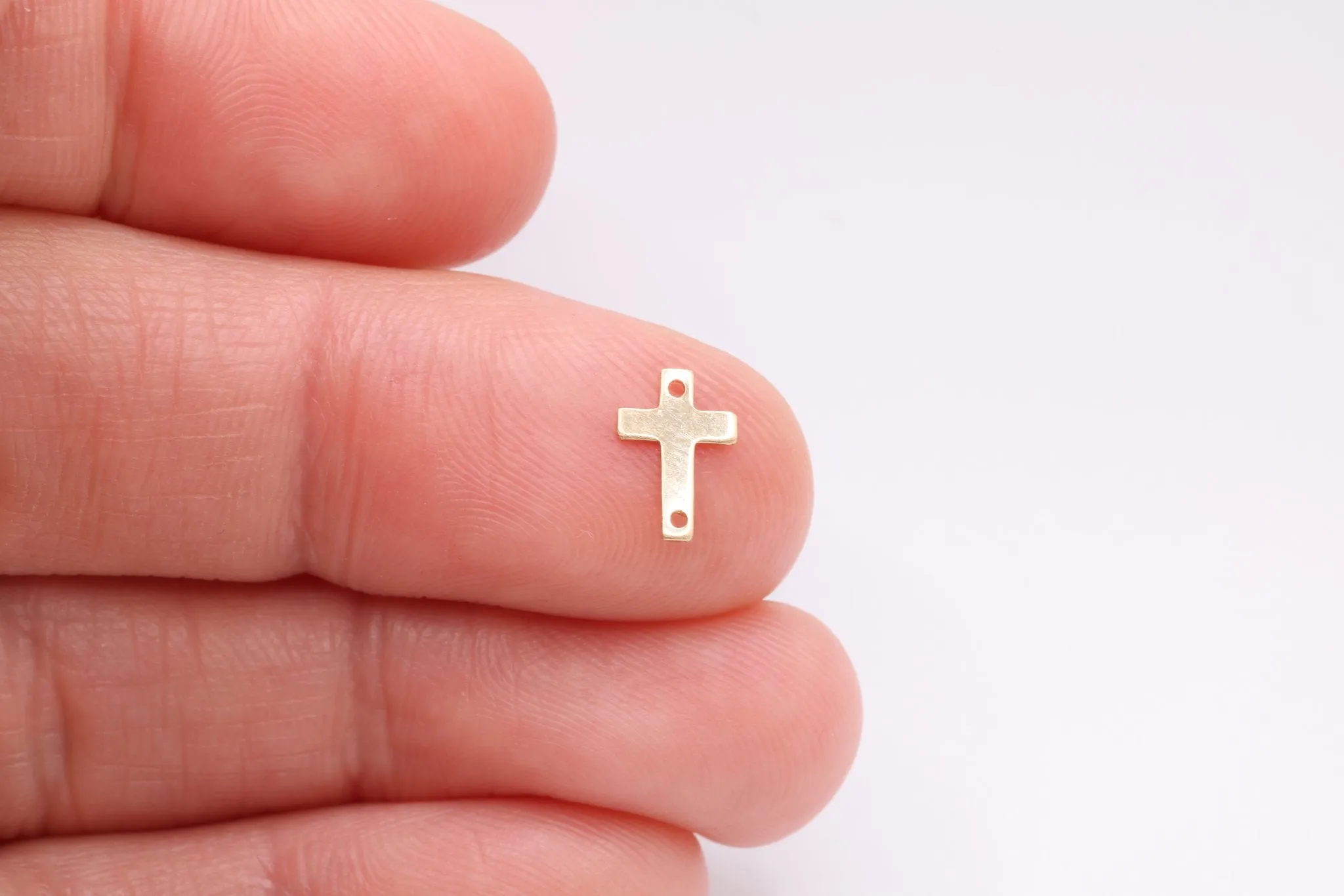 Gold-Filled Cross Connector Charm, 9mm x 6mm, Spacer Link Charm, Sideways Horizontal Cross