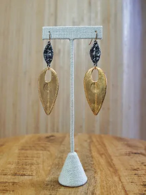Hammered Gold Edgy Teardrop Earrings
